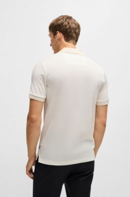 Structured-cotton polo shirt with solid trims, White