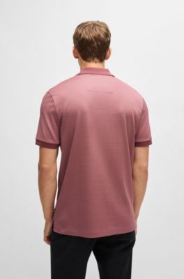 Structured-cotton polo shirt with solid trims, Light Red