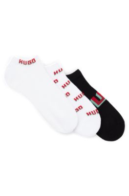 Shop Hugo Three-pack Of Ankle Socks With Logos In White