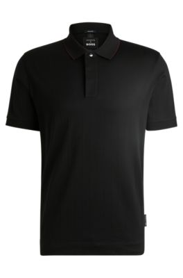 BOSS - Porsche x BOSS striped cotton-jacquard polo shirt with tipped collar