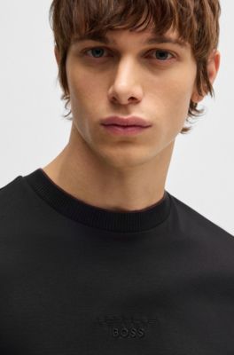 Porsche x BOSS mercerized-cotton T-shirt with special branding, Black