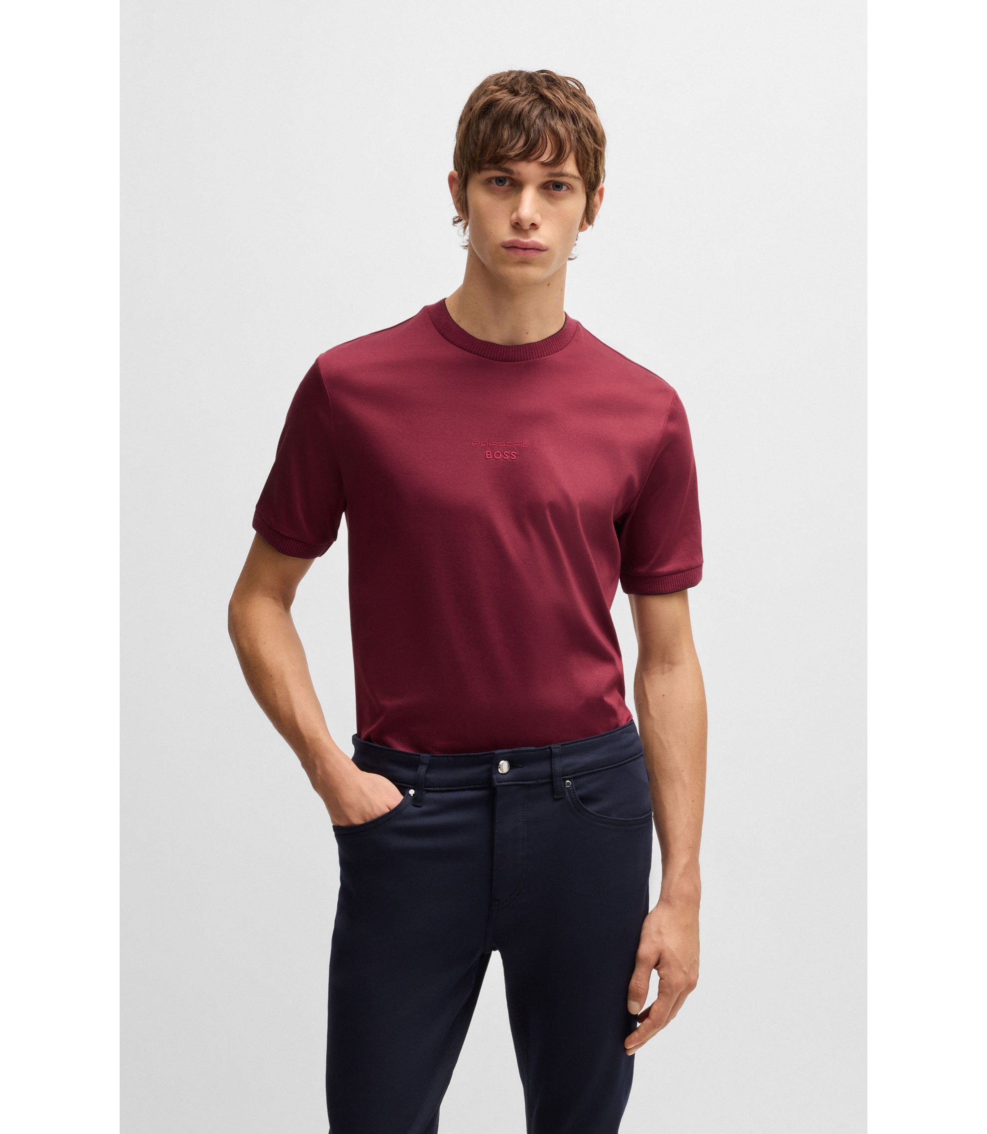 boss114　10点 BOSS - Porsche x BOSS mercerized-cotton T-shirt with special