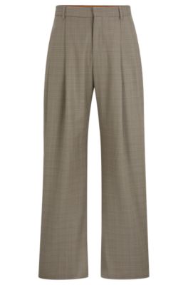 BOSS - Relaxed-fit trousers in checked virgin-wool serge