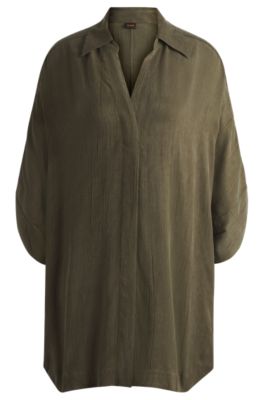 Relaxed-fit shirt dress with concealed closure