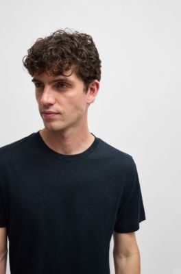 Slim-fit T-shirt in performance fabric, Dark Blue