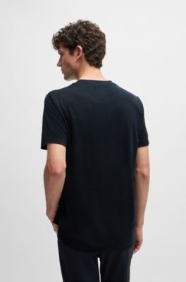 Slim-fit T-shirt in performance fabric, Dark Blue
