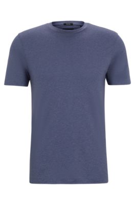 Shop Hugo Boss Slim-fit T-shirt In Performance Fabric In Dark Blue