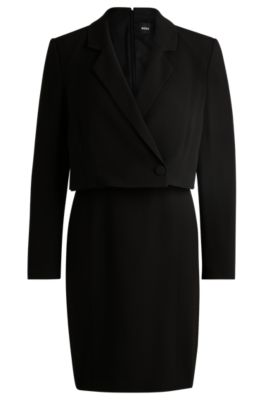 Shop Hugo Boss Tailored Dress In Matte Fabric In Black
