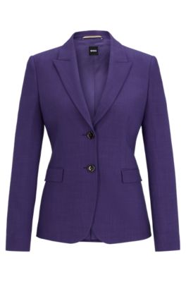 Hugo Boss Slim-fit Jacket With Peak Lapels In Purple