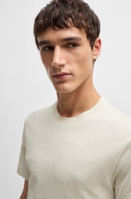Cotton-silk T-shirt with a signature quilted effect, White