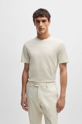 Cotton-silk T-shirt with a signature quilted effect, White