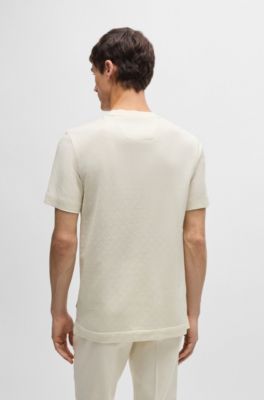 Cotton-silk T-shirt with a signature quilted effect, White