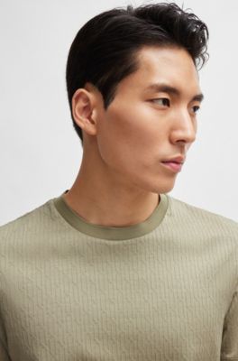Cotton-silk T-shirt with a signature quilted effect