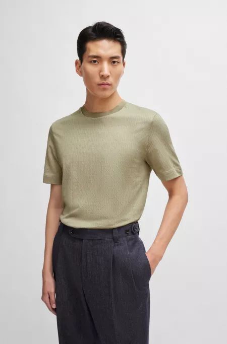 Cotton-silk T-shirt with a signature quilted effect