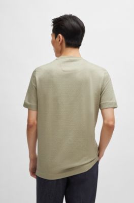 Cotton-silk T-shirt with a signature quilted effect