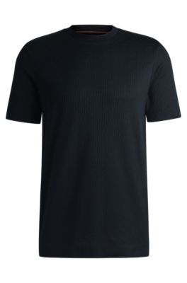Hugo Boss Cotton-silk Regular-fit T-shirt With Geometric Pattern In Dark Blue