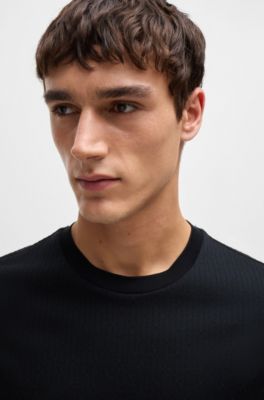 Cotton-silk T-shirt with a signature quilted effect, Dark Blue