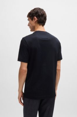 Cotton-silk T-shirt with a signature quilted effect, Dark Blue
