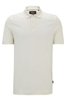 Shop Hugo Boss Regular-fit Polo Shirt In Quilted Cotton And Silk In White