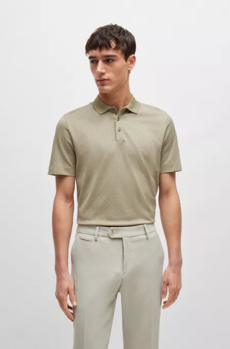 Regular-fit polo shirt in quilted cotton and silk