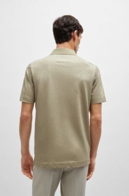 Regular-fit polo shirt quilted cotton and silk