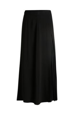 Shop Hugo Boss Maxi Skirt With Pliss Detail In Black