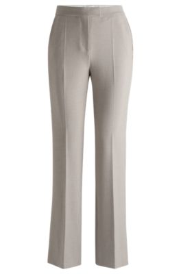 Hugo Boss High-waisted Trousers With Flared Leg In Light Grey