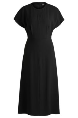 BOSS - Keyhole-neckline dress with plissé insert