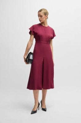 Keyhole-neckline dress with plissé insert