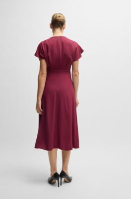 Keyhole-neckline dress with plissé insert