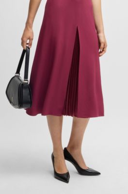 Keyhole-neckline dress with plissé insert