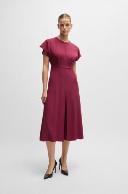 Keyhole-neckline dress with plissé insert