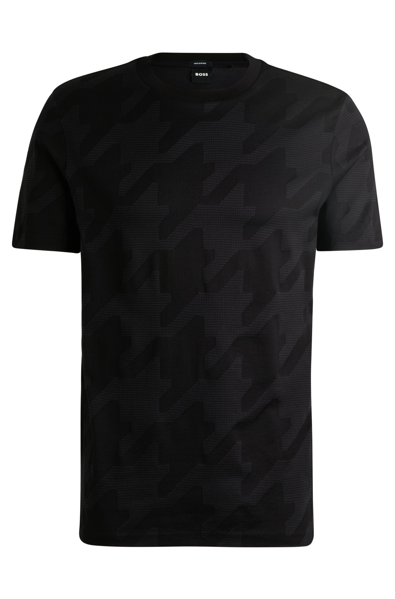 Mercerized-cotton T-shirt with houndstooth jacquard