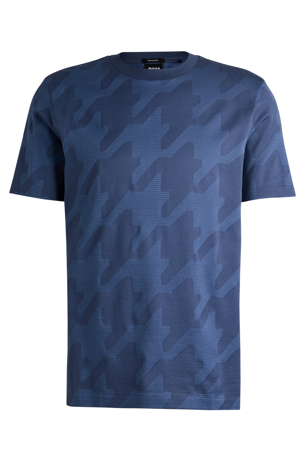 BOSS - Mercerized-cotton T-shirt with houndstooth jacquard BOSS - Mercerized-cotton T-shirt with houndstooth jacquard