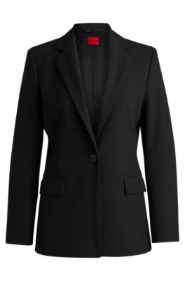 Shop Hugo Regular-fit Jacket In Stretch Fabric In Black
