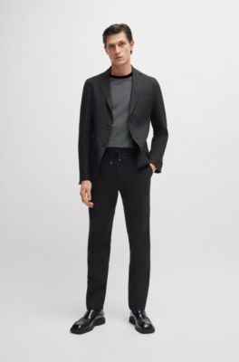 Mercerized-cotton T-shirt with two-tone monogram print, Black