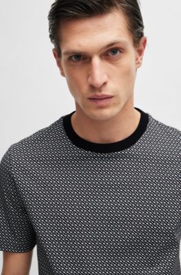 boss114 BOSS - Mercerized-cotton T-shirt with two-tone monogram