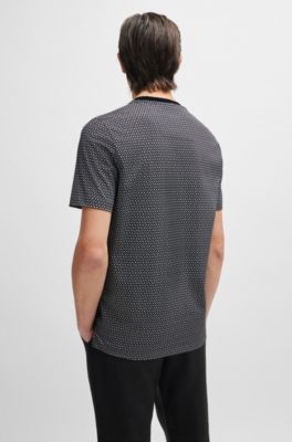 BOSS - Mercerized-cotton T-shirt with two-tone monogram