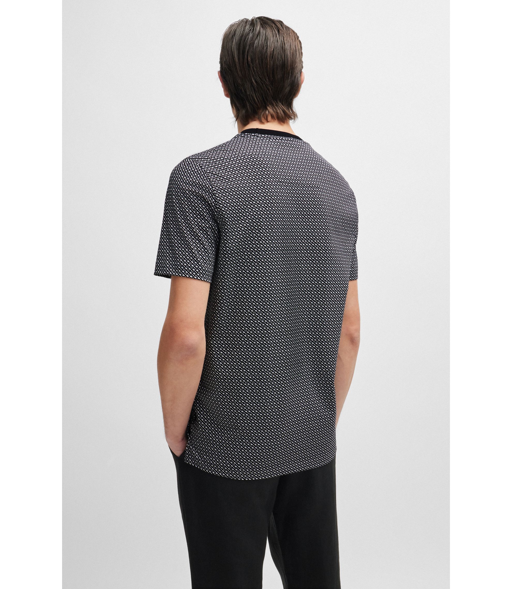 BOSS - Mercerized-cotton T-shirt with two-tone monogram