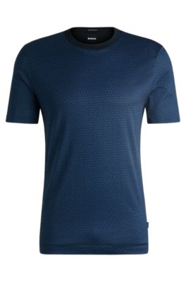 BOSS - Mercerized-cotton T-shirt with two-tone monogram