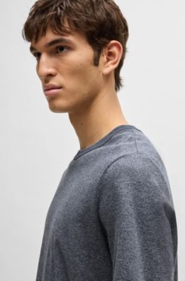 T-shirt Regular en coton et soie, Bleu fonc&eacute;