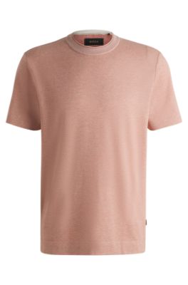 Regular-fit T-shirt in cotton and silk, Light Orange