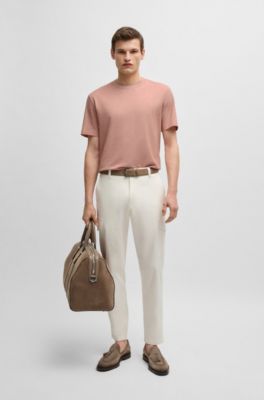 Regular-fit T-shirt in cotton and silk, Light Orange