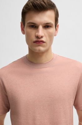 Regular-fit T-shirt in cotton and silk, Light Orange