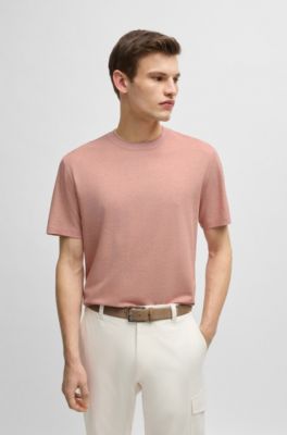 Regular-fit T-shirt in cotton and silk, Light Orange