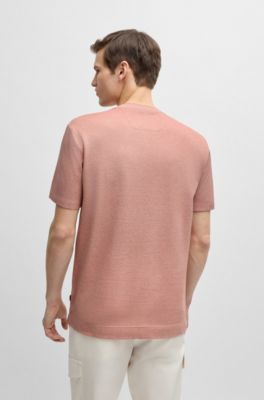 Regular-fit T-shirt in cotton and silk, Light Orange