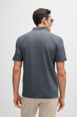 Regular-fit polo shirt mouliné cotton and silk