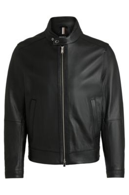 BOSS - Regular-fit jacket in grained leather