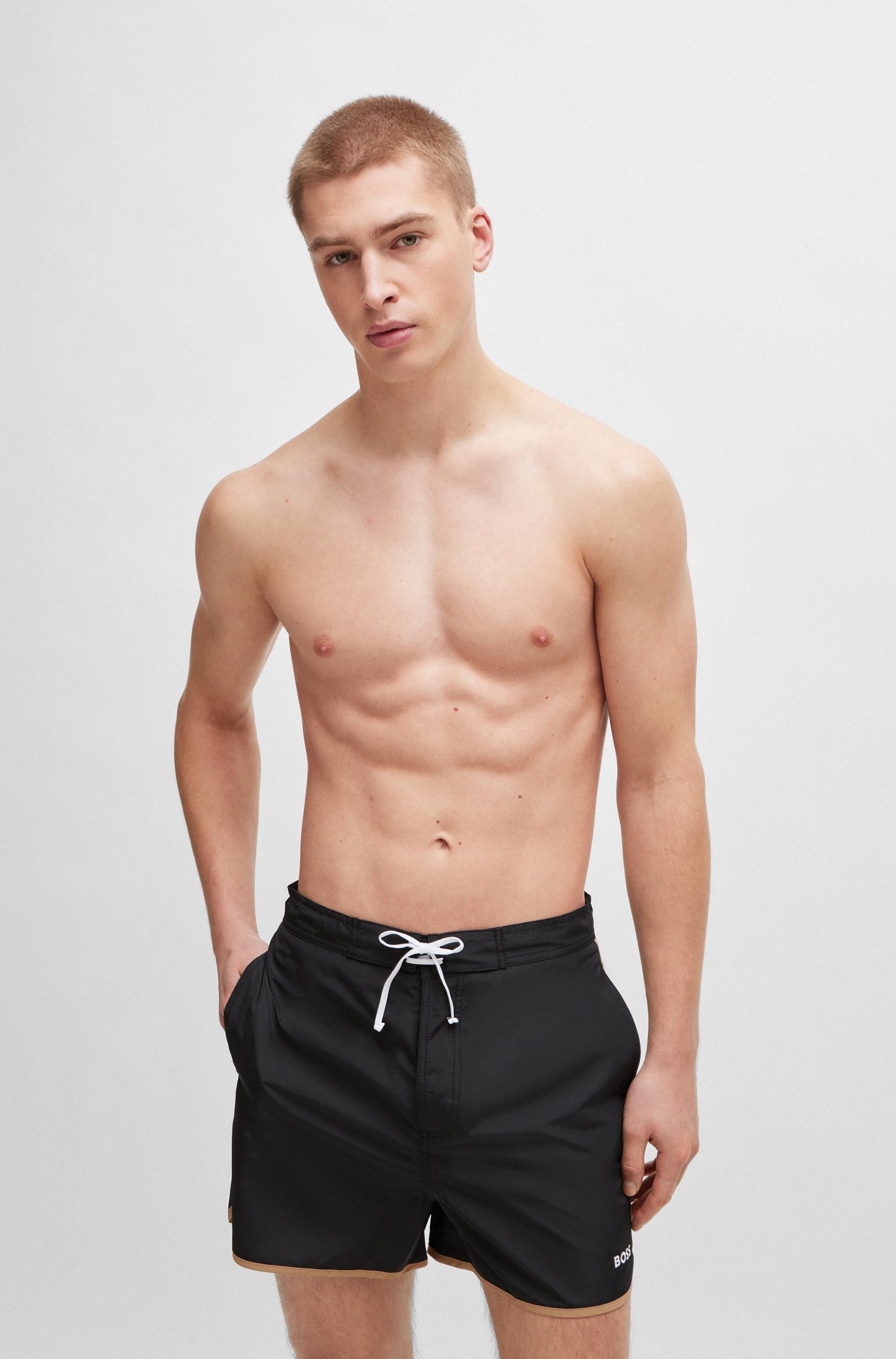 Logo-embroidered quick-dry swim shorts with contrast details