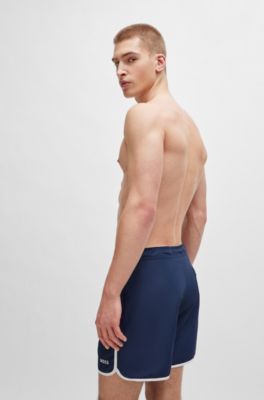 Ba&ntilde;ador de secado r&aacute;pido con logo bordado y detalles en contraste, Azul oscuro